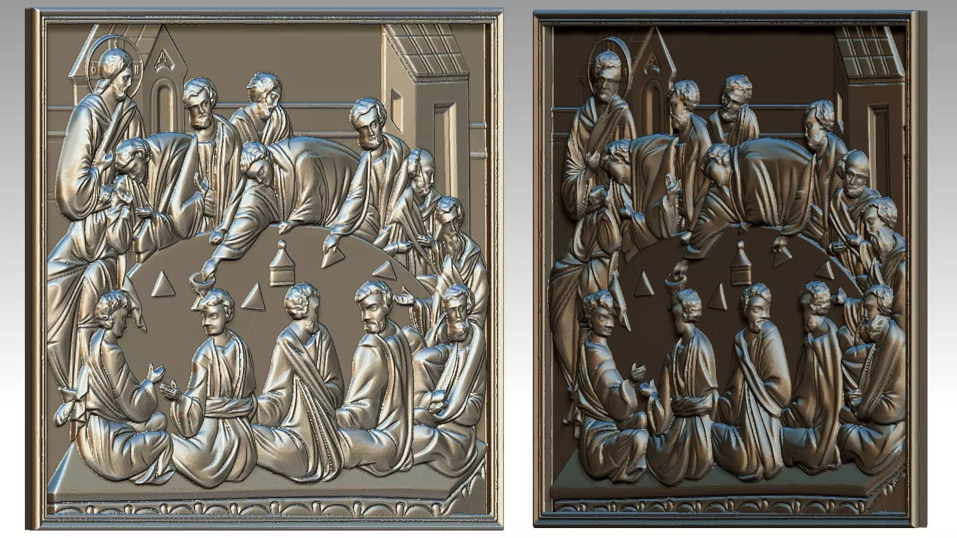 The Last Supper - Jesus Christ with Apostles Bas-Relief 3D print model_0