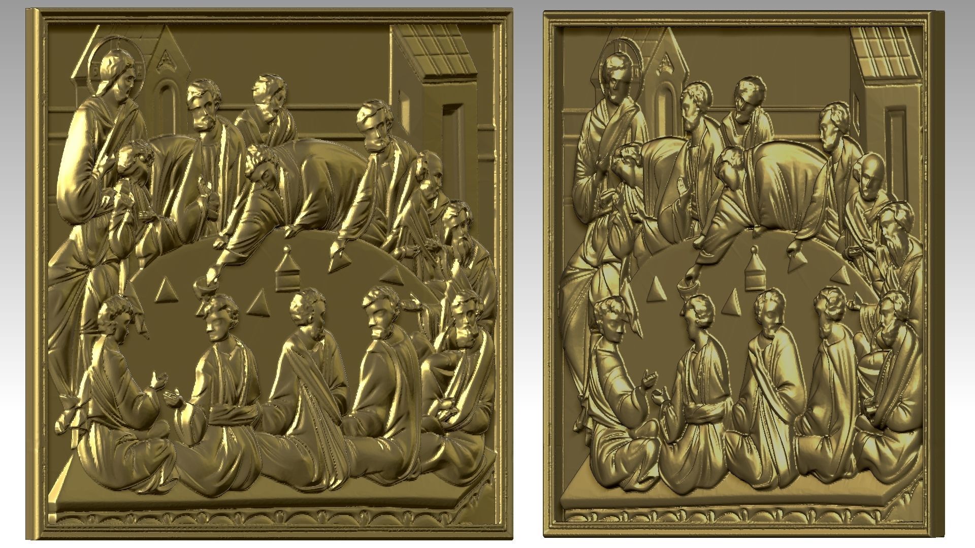 The Last Supper - Jesus Christ with Apostles Bas-Relief 3D print model_10