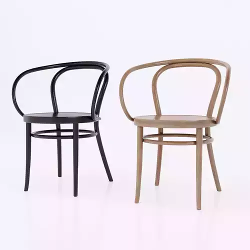 Bentwood armchair with wooden seat