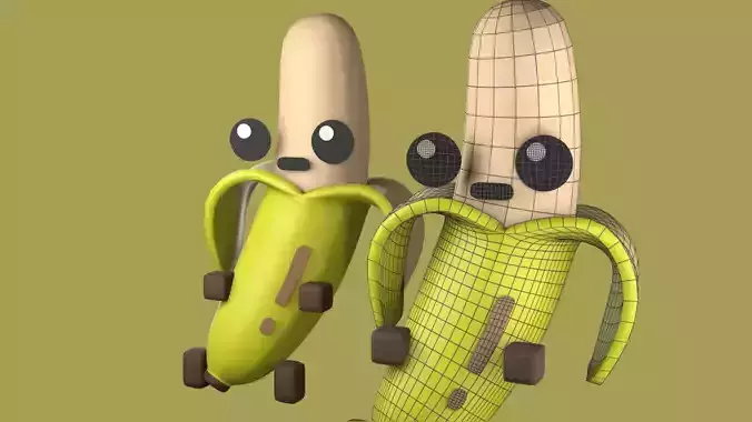 Banana Boomerang fu Low-poly 3D model