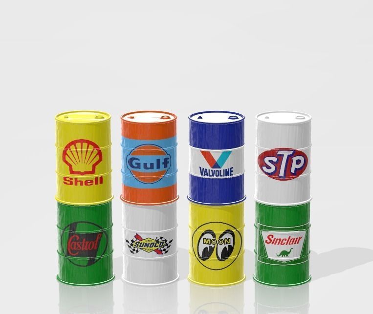 Free Oil Drum For Scale Autos And Dioramas With Decal Free 3D Model 3D 