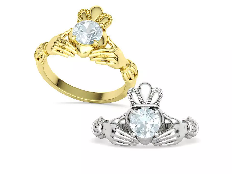 Celtic Claddagh Ring Friendship Love Ring 6mm stone 3D print model