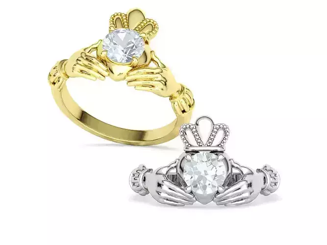 Celtic Claddagh Ring Friendship Love Ring 6mm stone