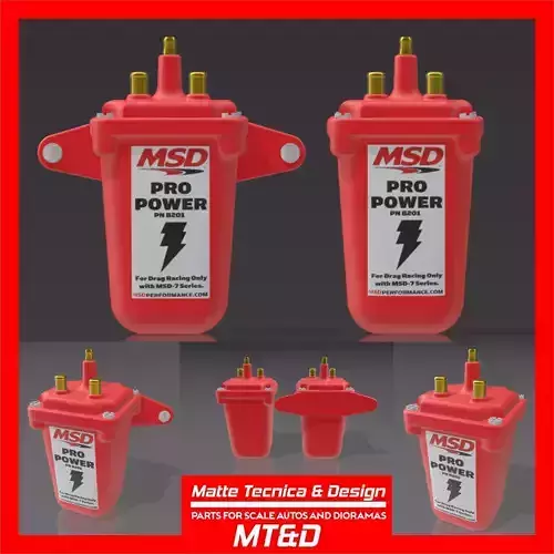MSD ignition coil for scale autos with decal file 3D print model