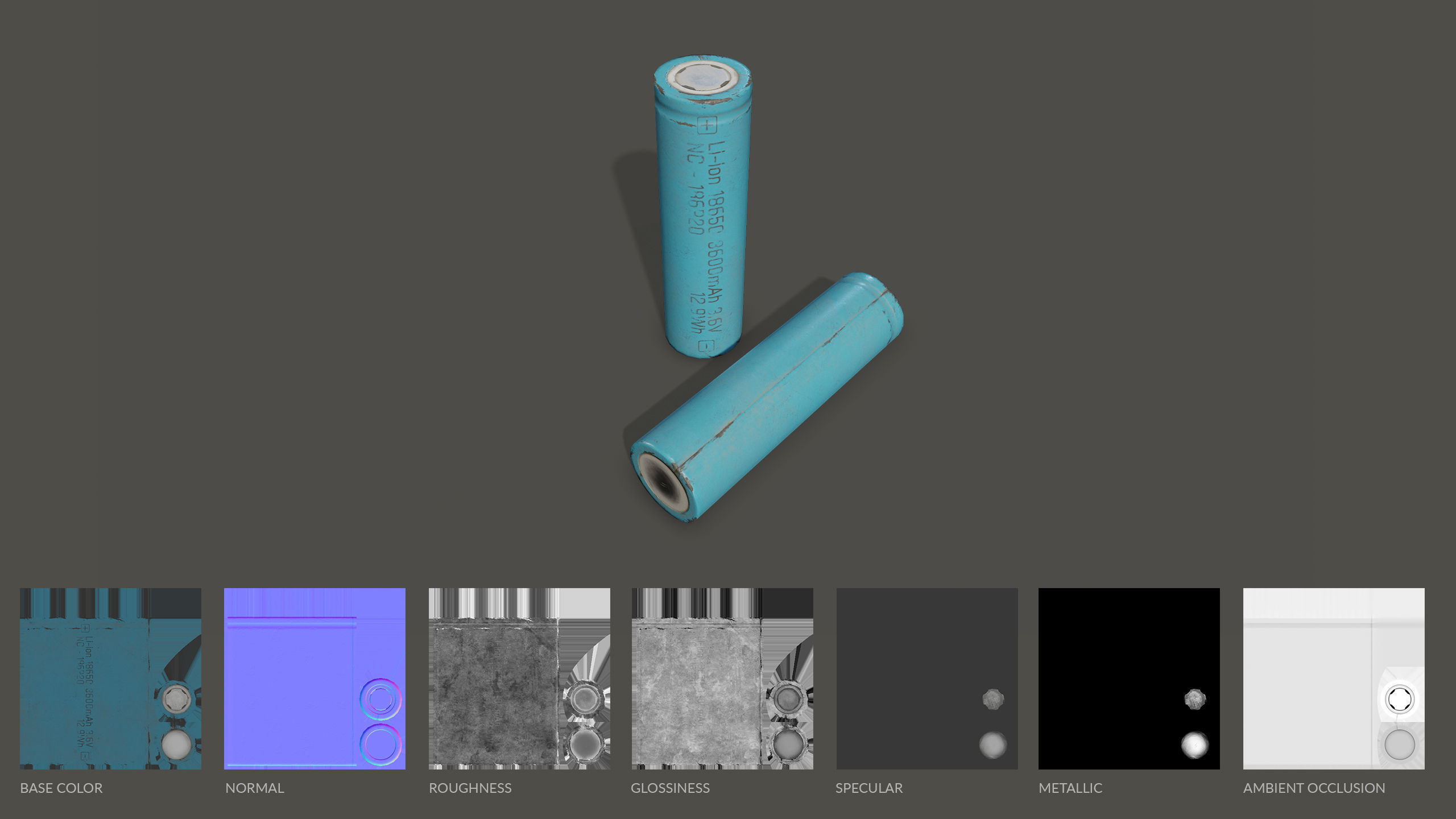 Battery 18650 - PBR Game Ready Low-poly 3D model_10