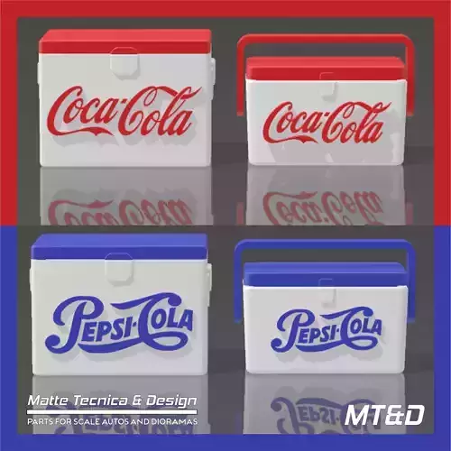 Scale Coca Cola and Pepsi Ice Box Vintage Coolers  3D print model