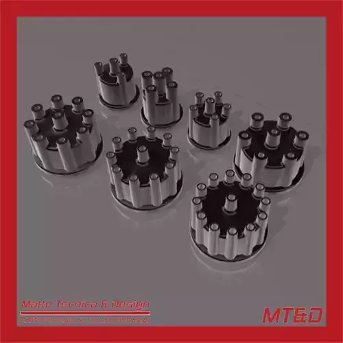 Scale auto distributor caps 3 to 12 cylinders  3D print model