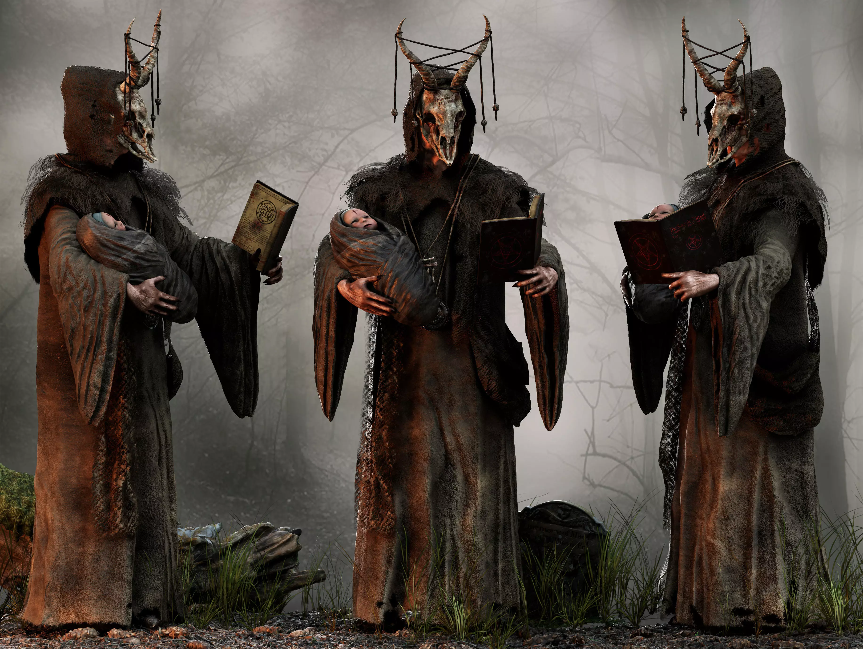 Occult Shaman Low-poly 3D model_0