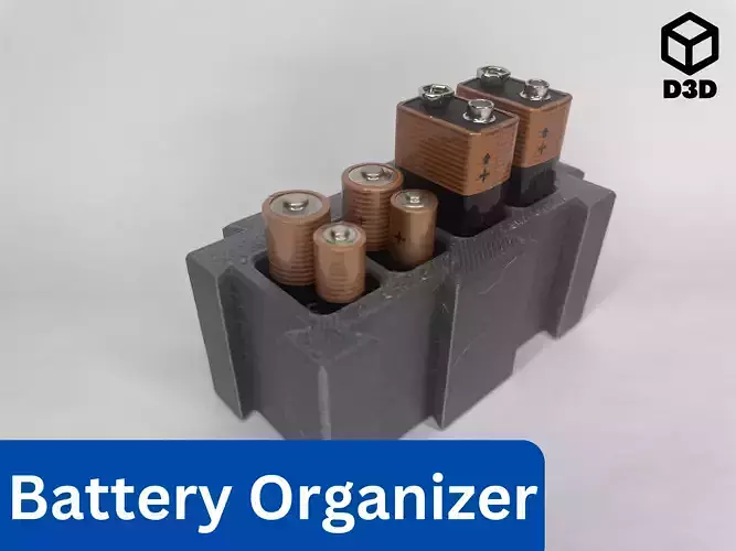 AAA AA or 9V Battery Organizer 3D print model