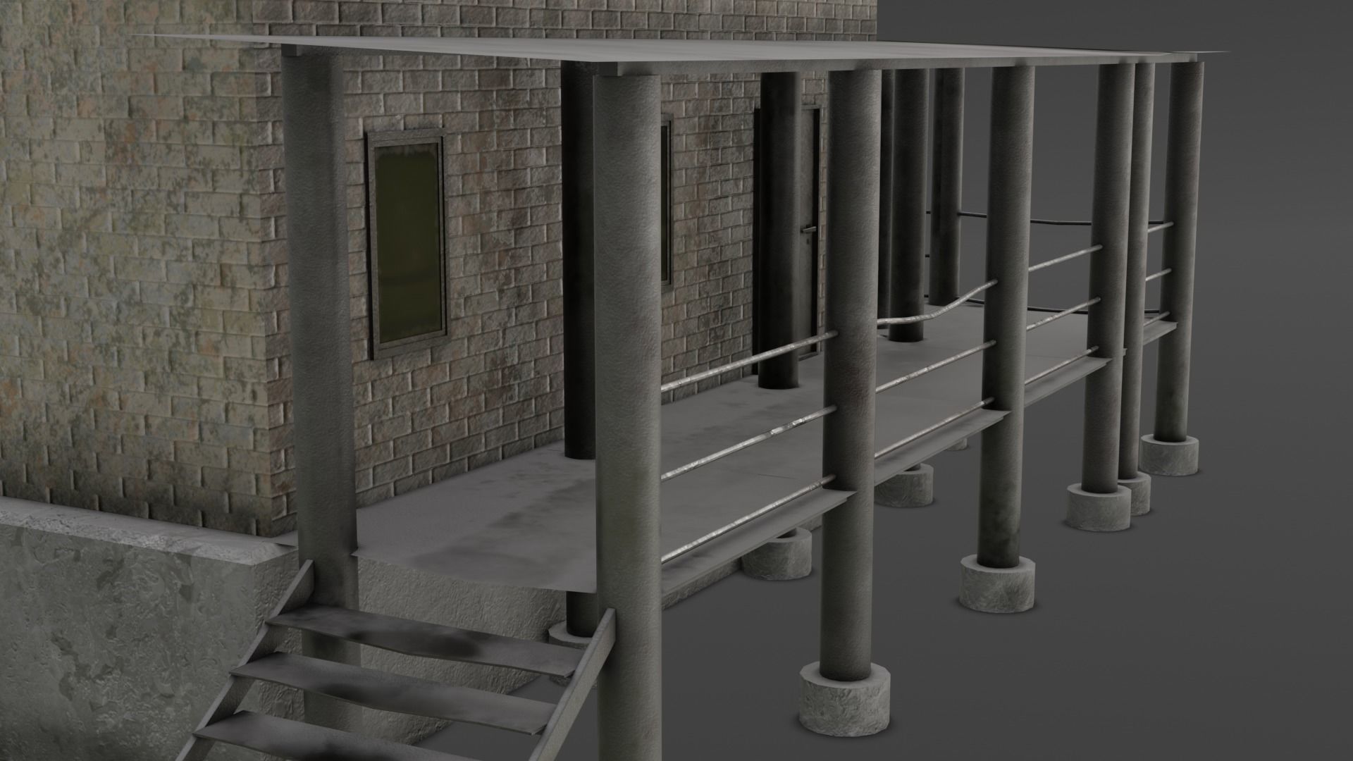 House brick Low-poly 3D model_3