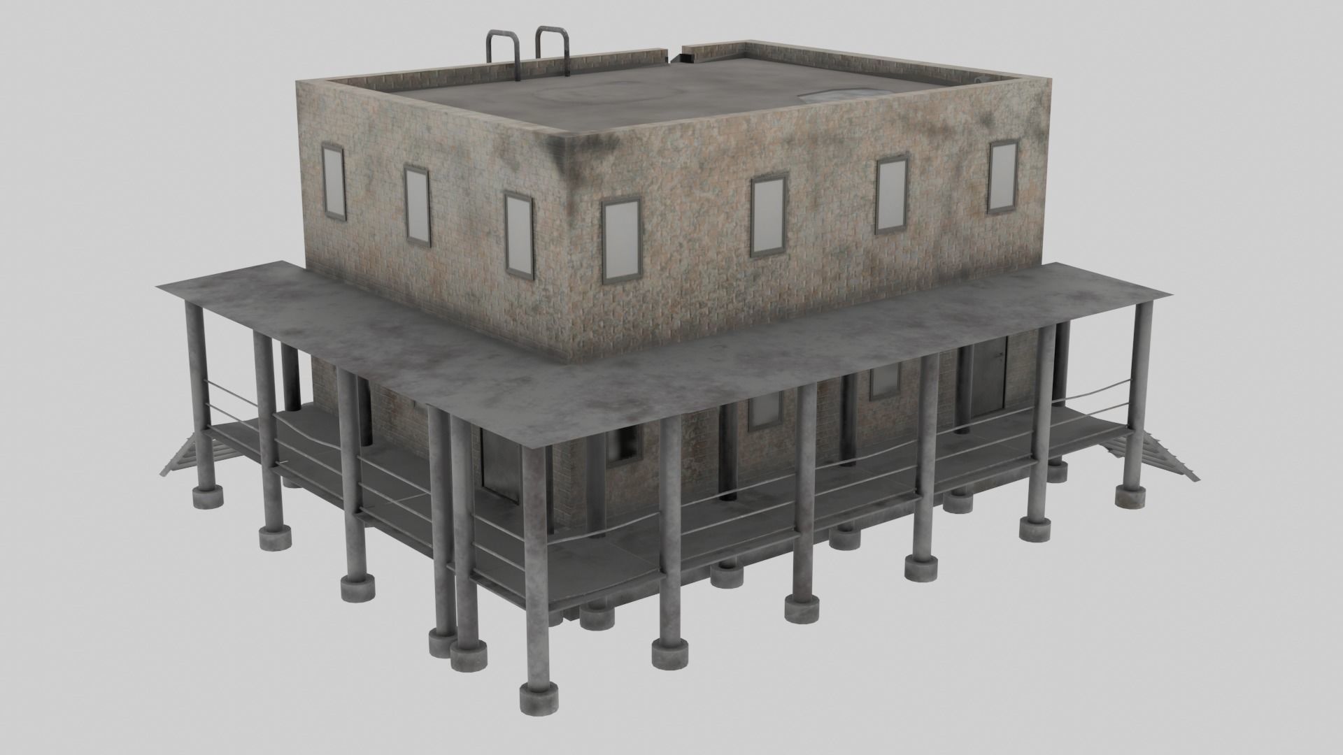 House brick Low-poly 3D model_7