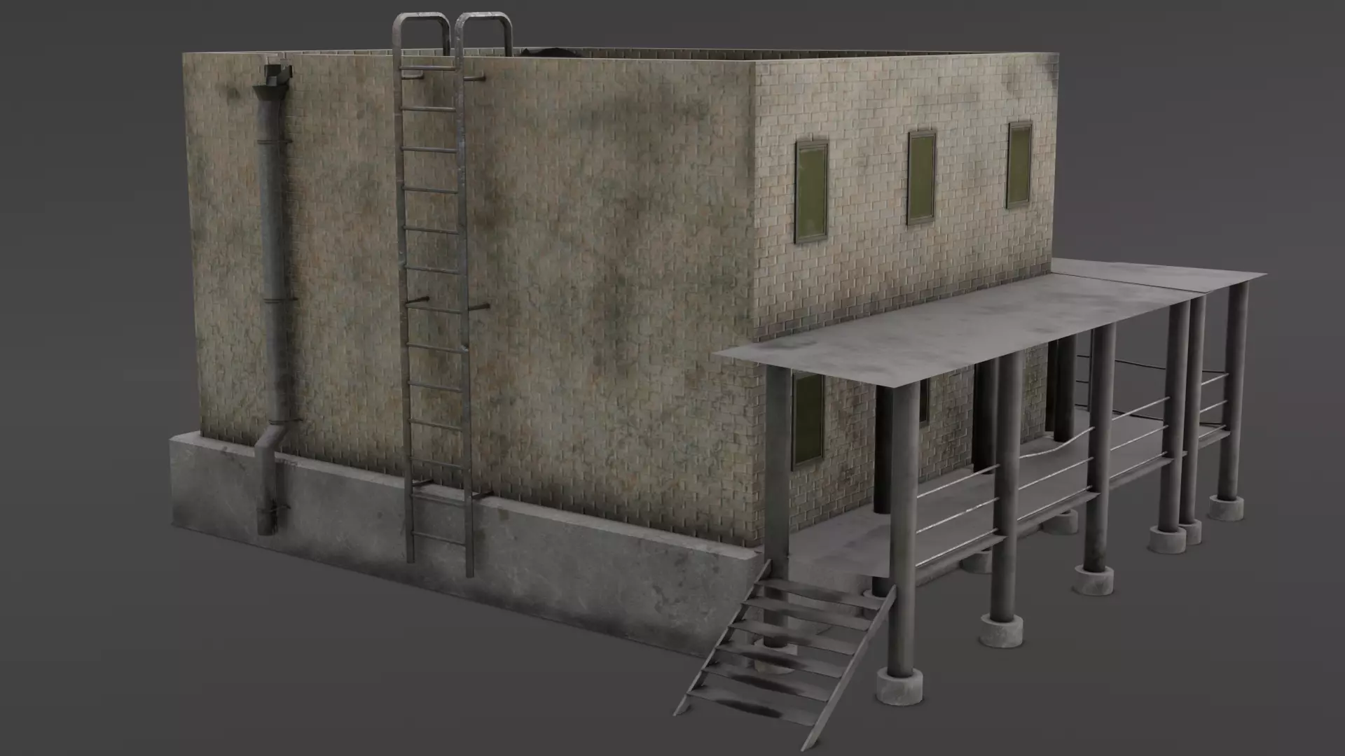 House brick Low-poly 3D model_0