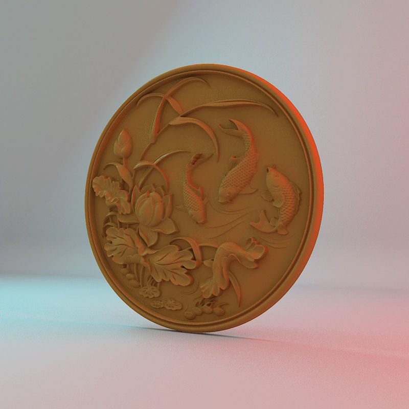 Fish and lotus 3d STL models for CNC router 3D print model_2