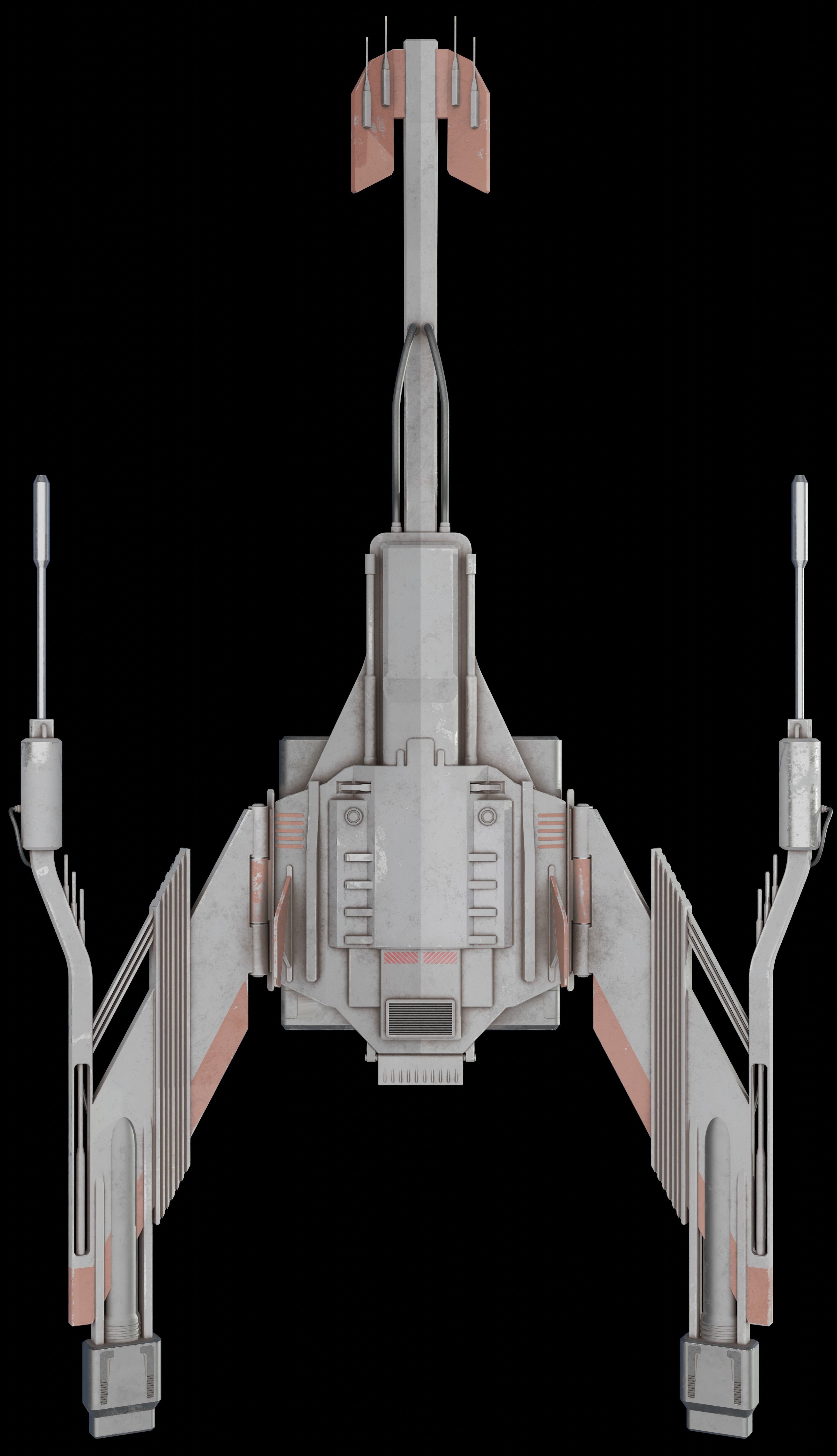 Jet  Trident War Spaceship 3D model_3