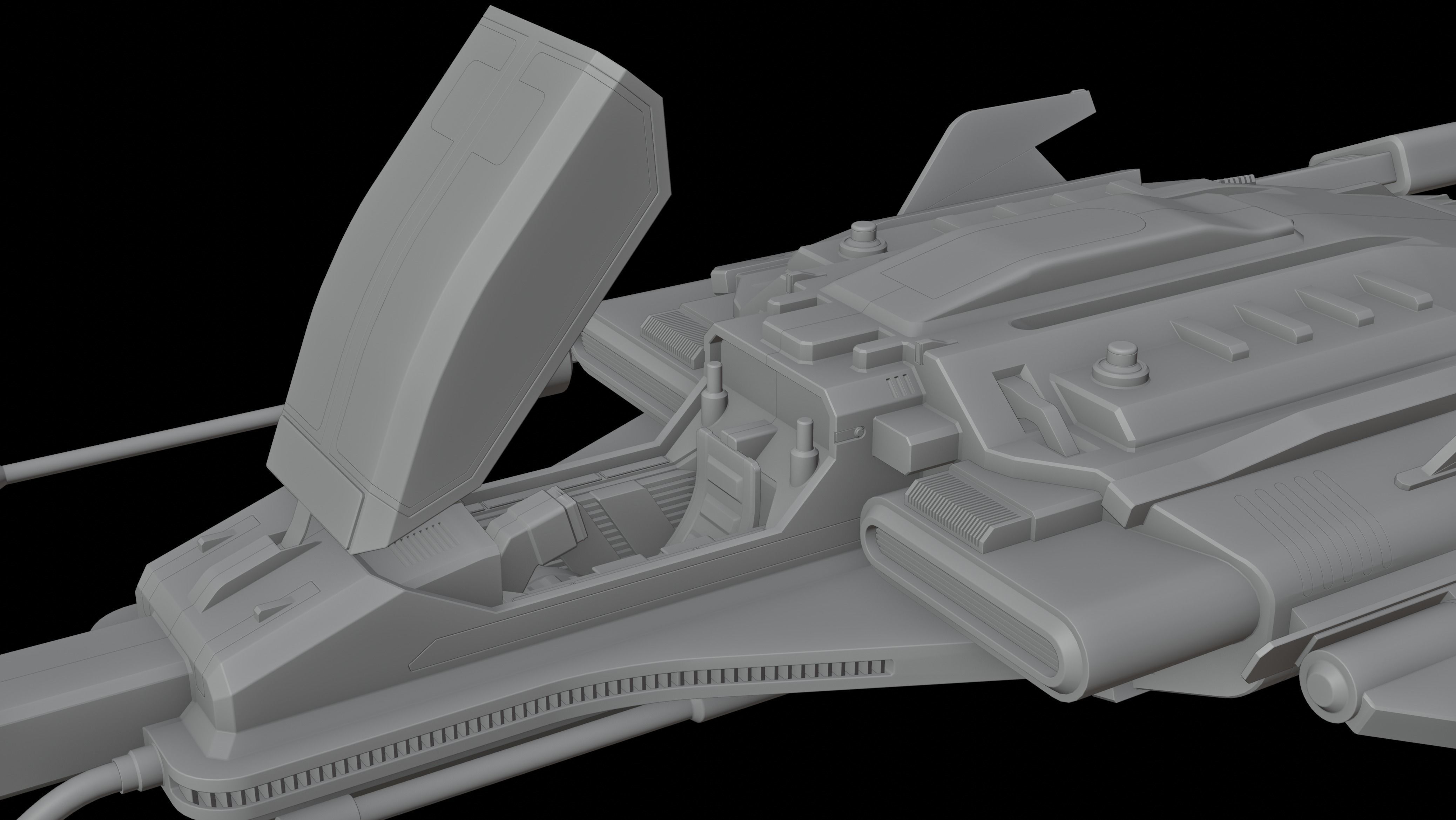 Jet  Trident War Spaceship 3D model_19