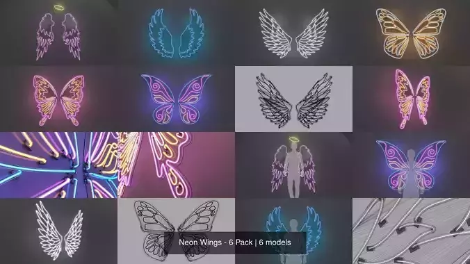 Neon Wings - 6 Pack 3D Model Collection