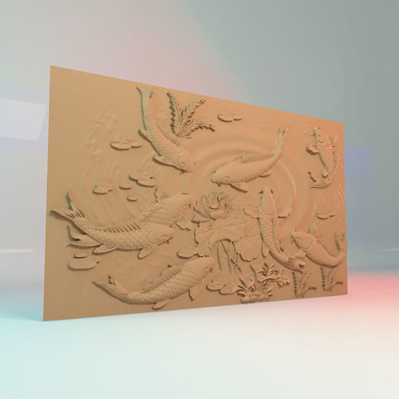 Fish and lotus  3D STL Model for Cnc users 3D print model_2