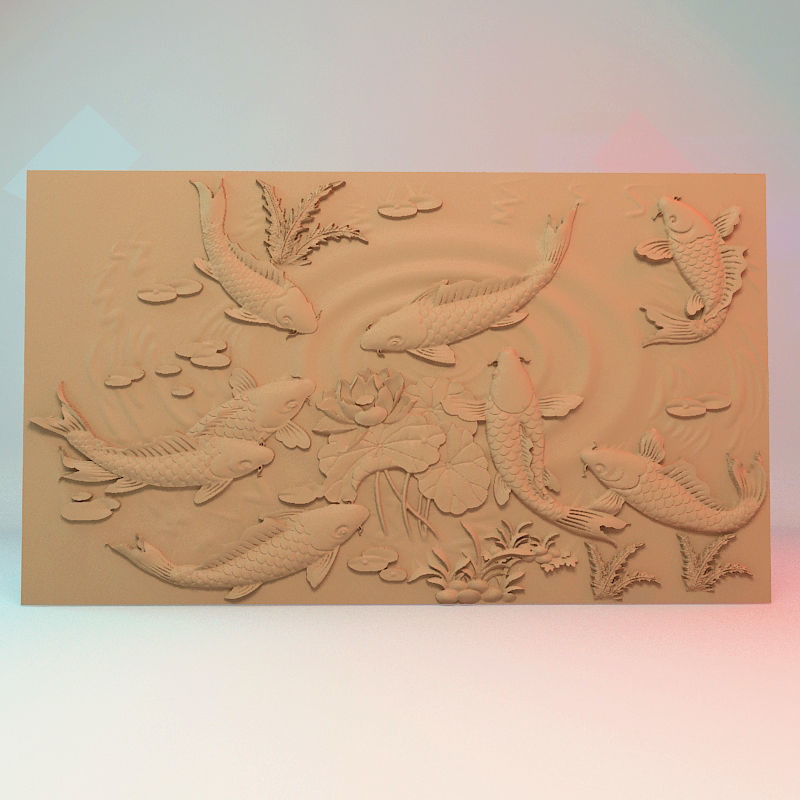 Fish and lotus  3D STL Model for Cnc users 3D print model_1