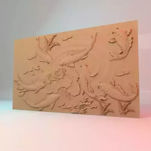 Fish and lotus  3D STL Model for Cnc users 3D print model