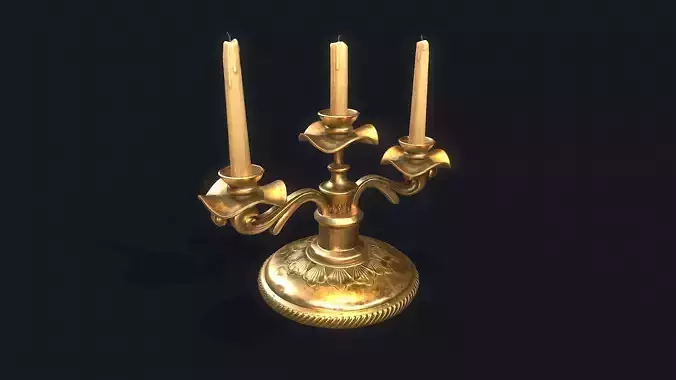 Medieval Candlestick 6 Low-poly 3D model