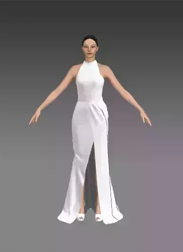 Dress halter neckline  slit skirt draped