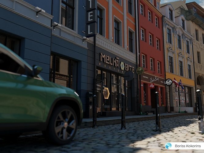 Old Riga Building 3D models set Low-poly 3D model 2