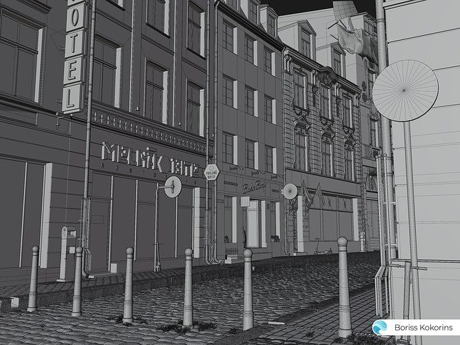 Old Riga Building 3D models set Low-poly 3D model 7