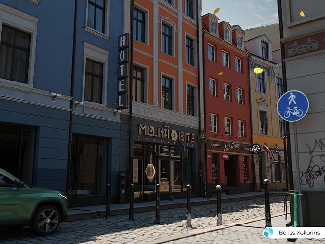 Old Riga Building 3D models set Low-poly 3D model 4