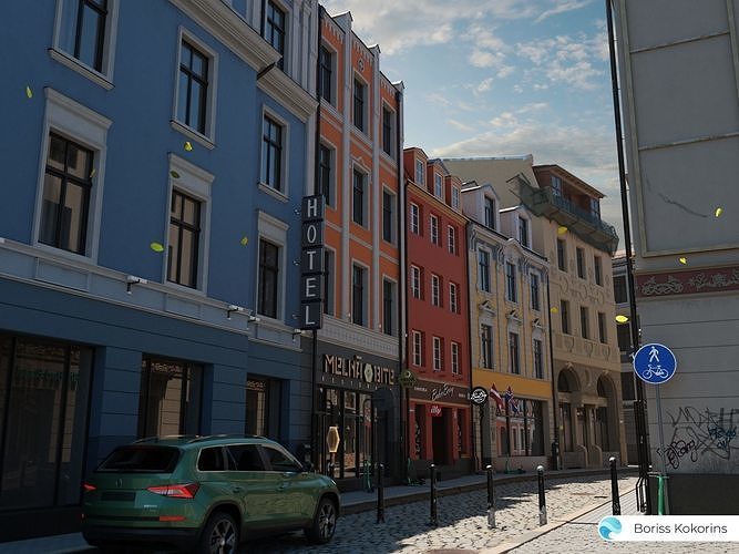 Old Riga Building 3D models set Low-poly 3D model 6