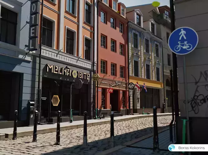 Old Riga Building 3D models set Low-poly 3D model