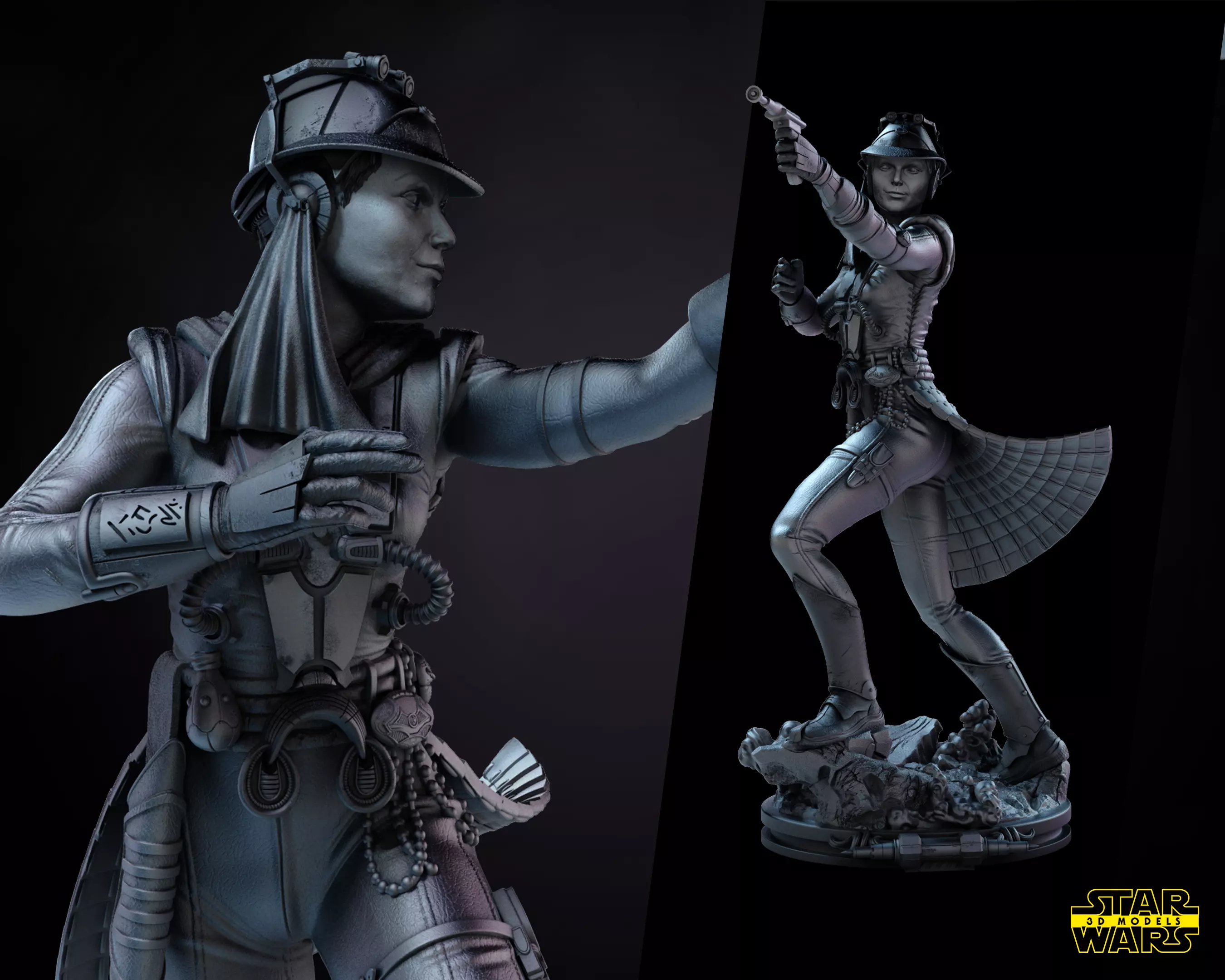 Zam Wesell Sculpture Star Wars 3D Models Ready for 3D printing 3D print model_0