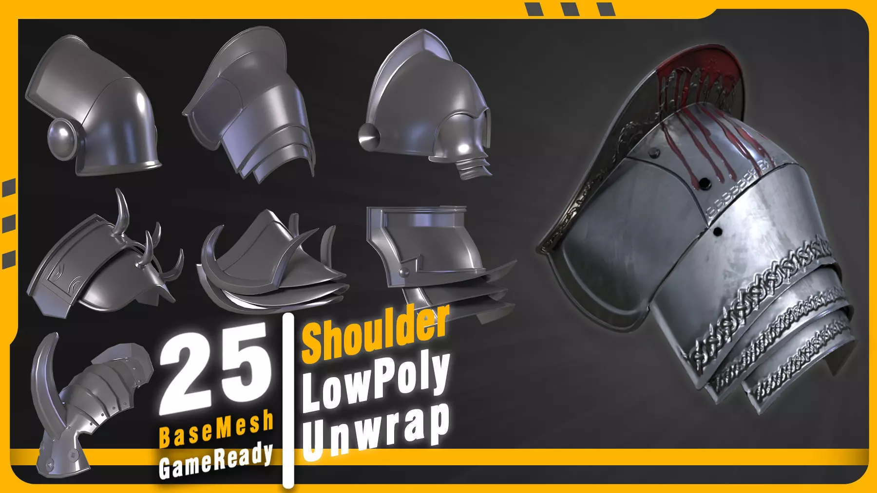 25 Shoulder Base mesh Low-poly 3D model_0