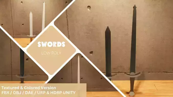 Swords - Lowpoly Textured and Color based Low-poly 3D model