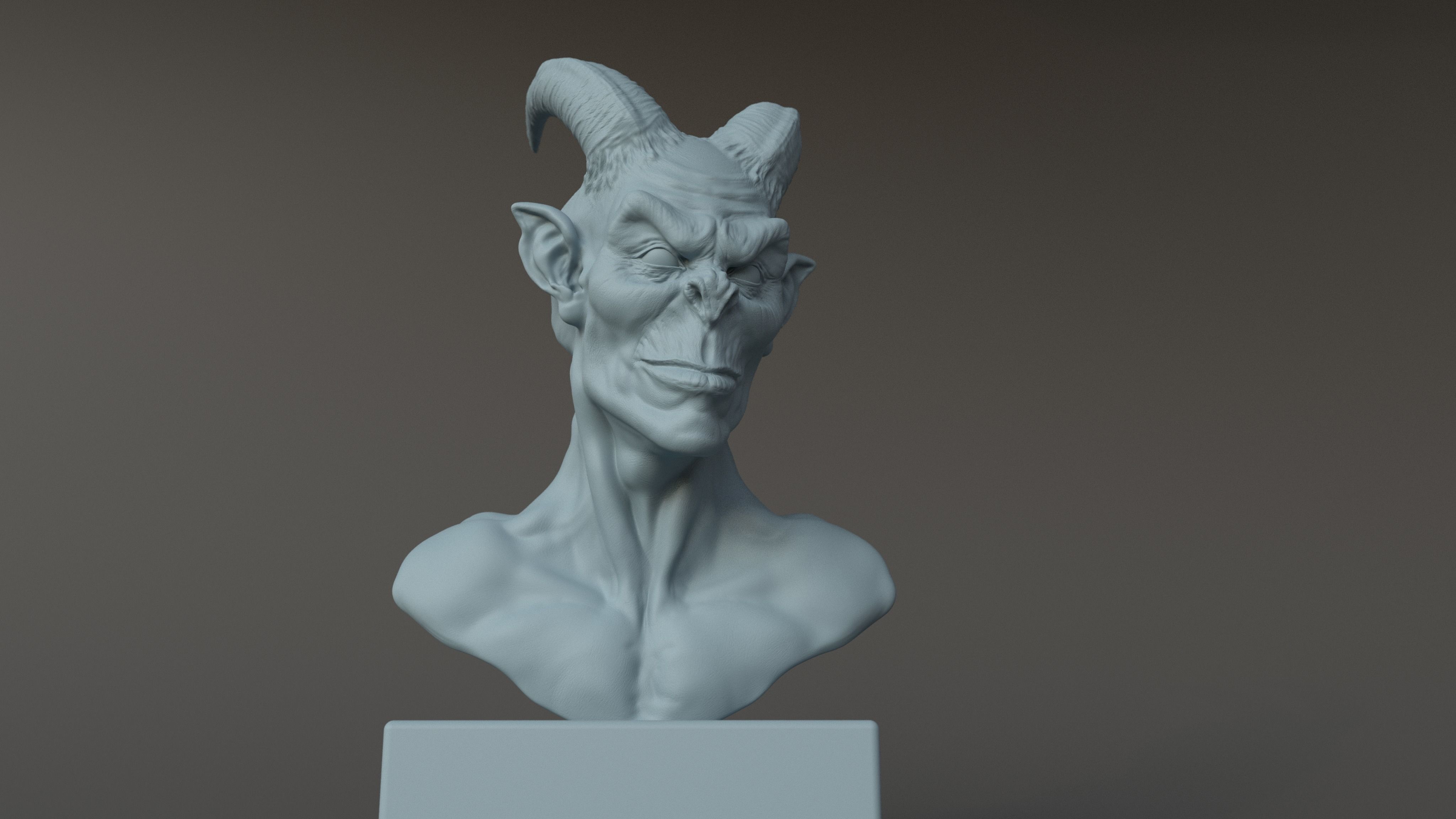 DEMON BUST 3D print model_3