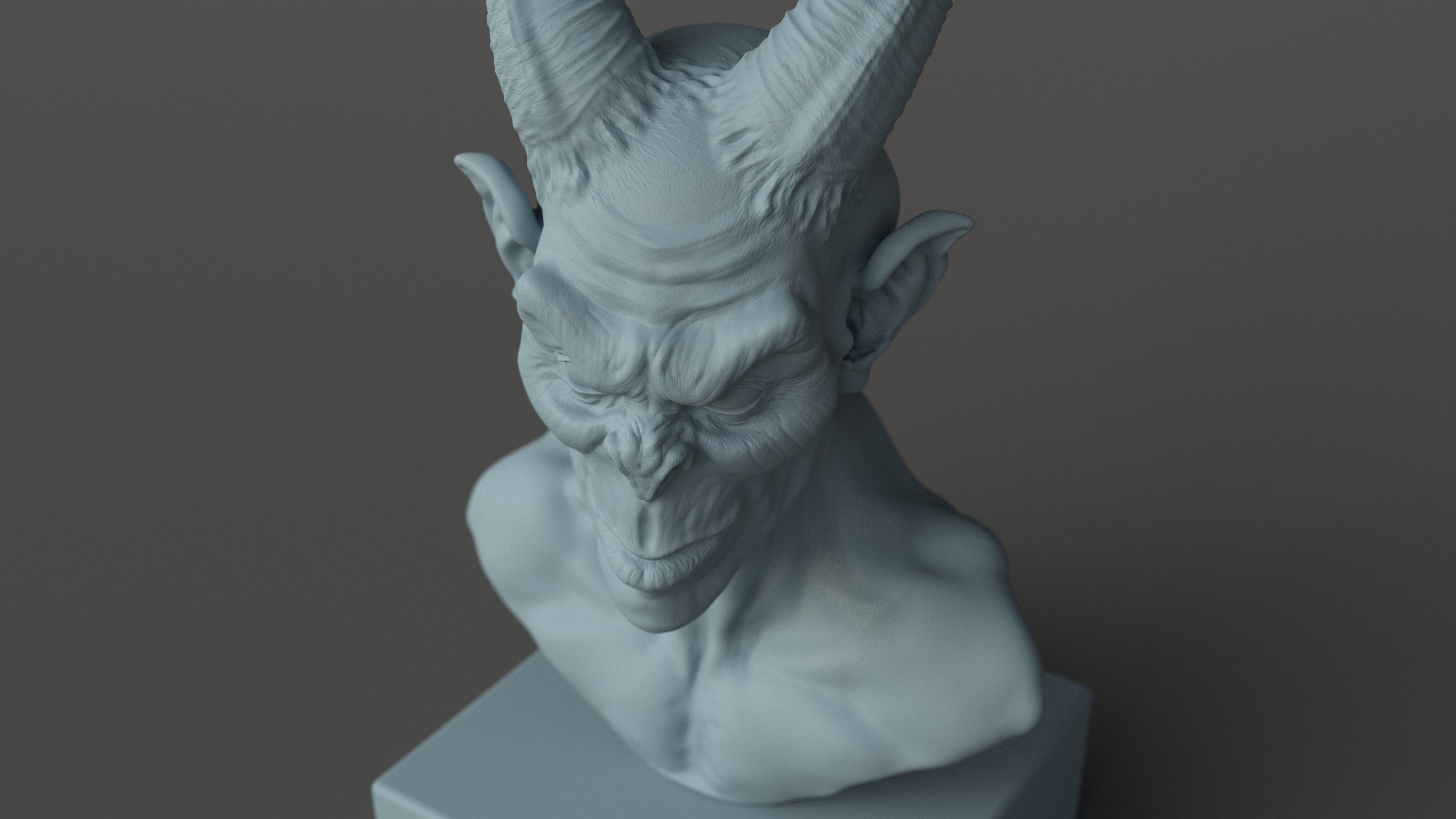 DEMON BUST 3D print model_2