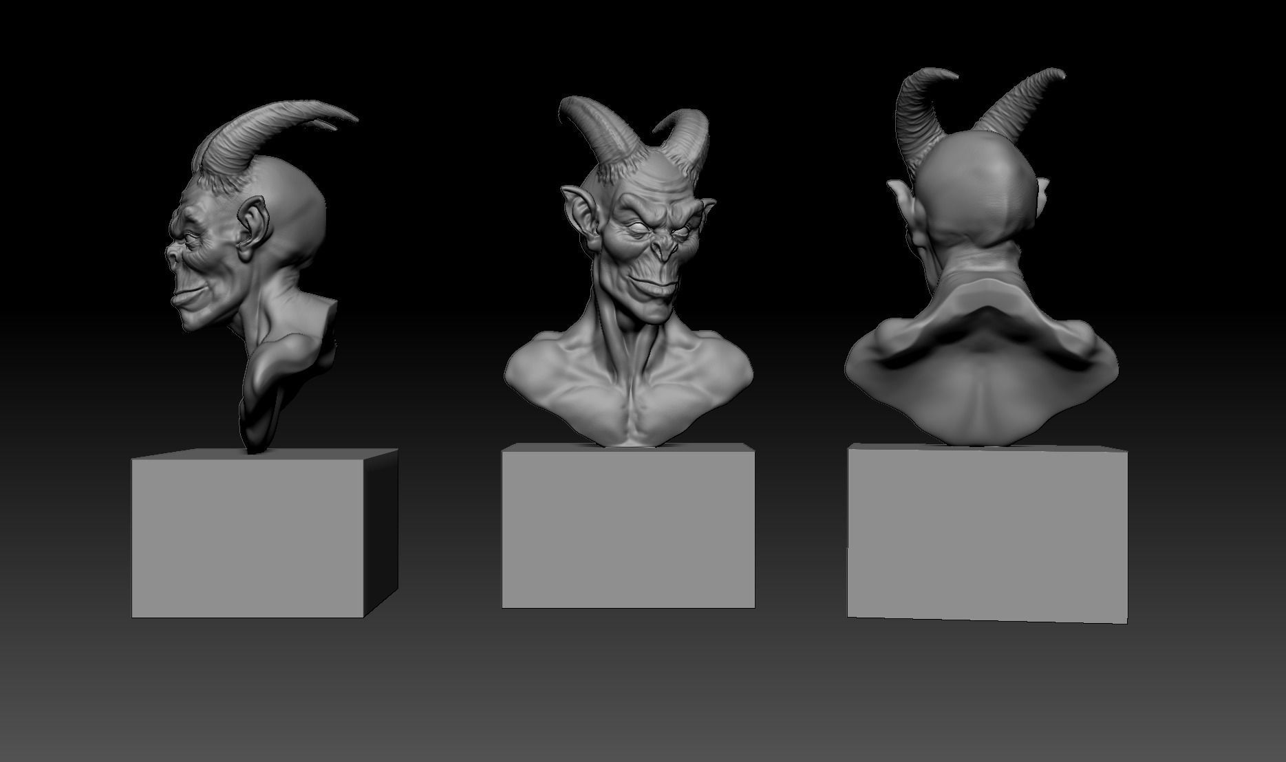 DEMON BUST 3D print model_4