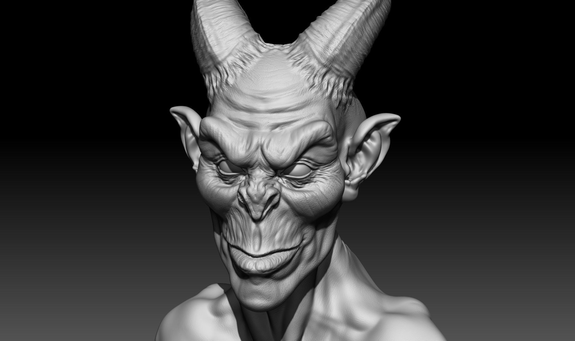 DEMON BUST 3D print model_5
