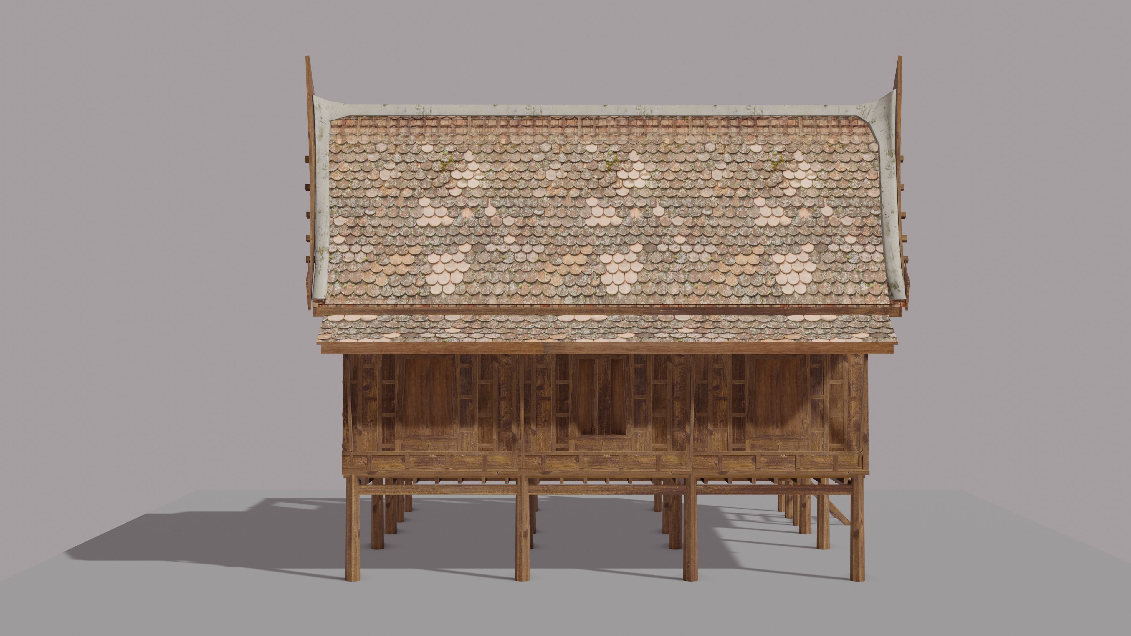 Central Thai traditional house-01 Low-poly 3D model_11