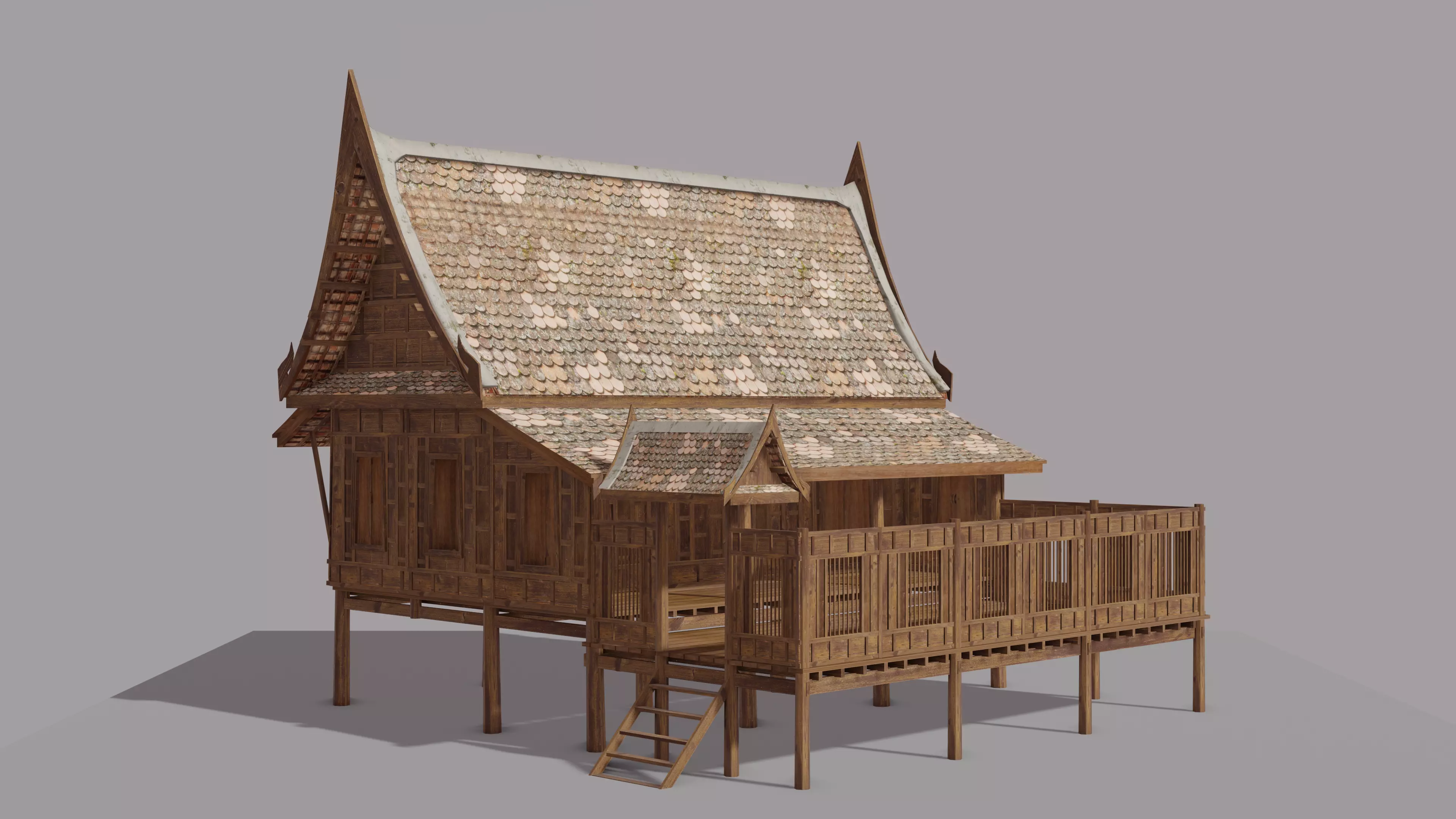 Central Thai traditional house-01 Low-poly 3D model_0