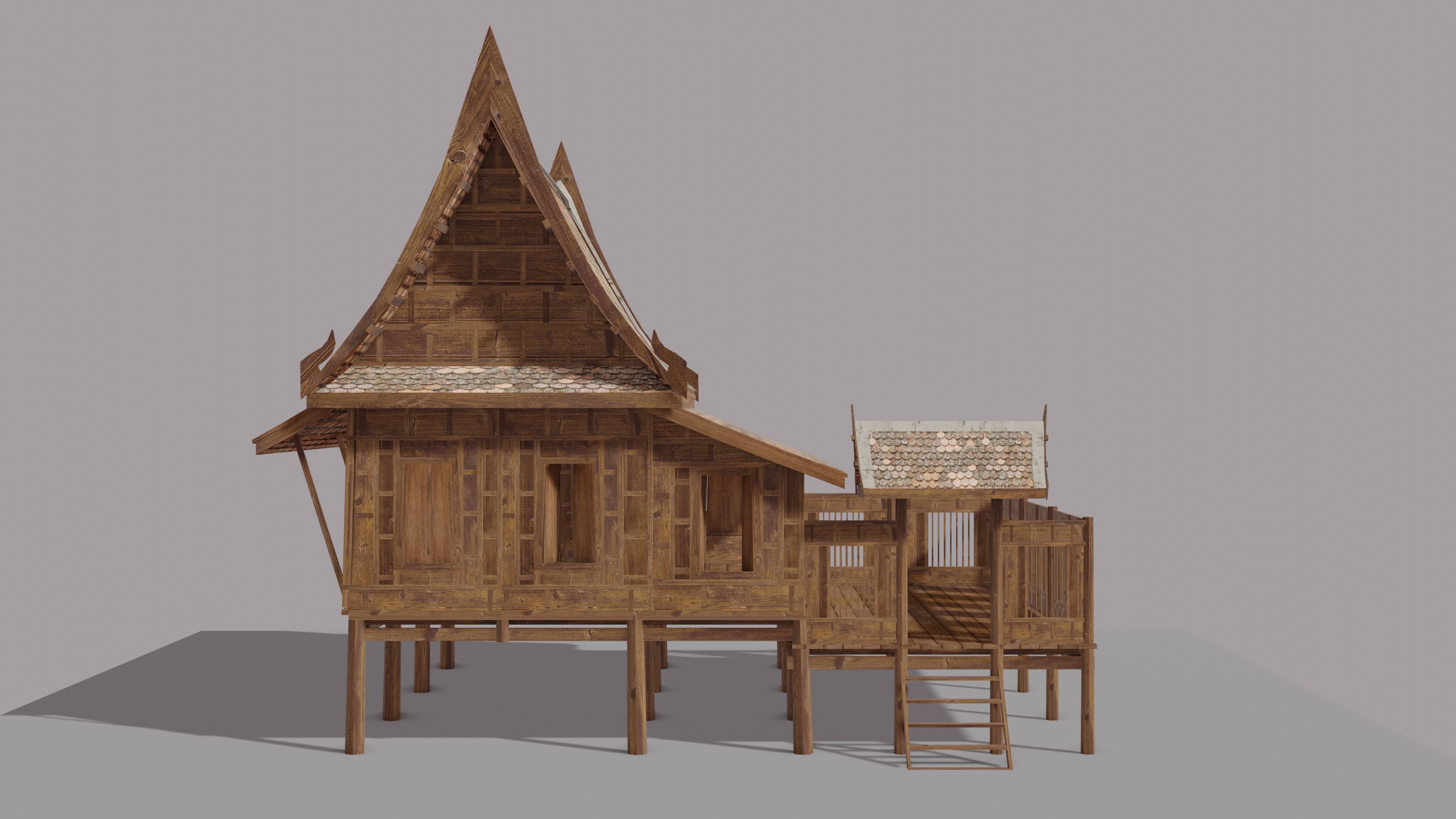 Central Thai traditional house-01 Low-poly 3D model_15