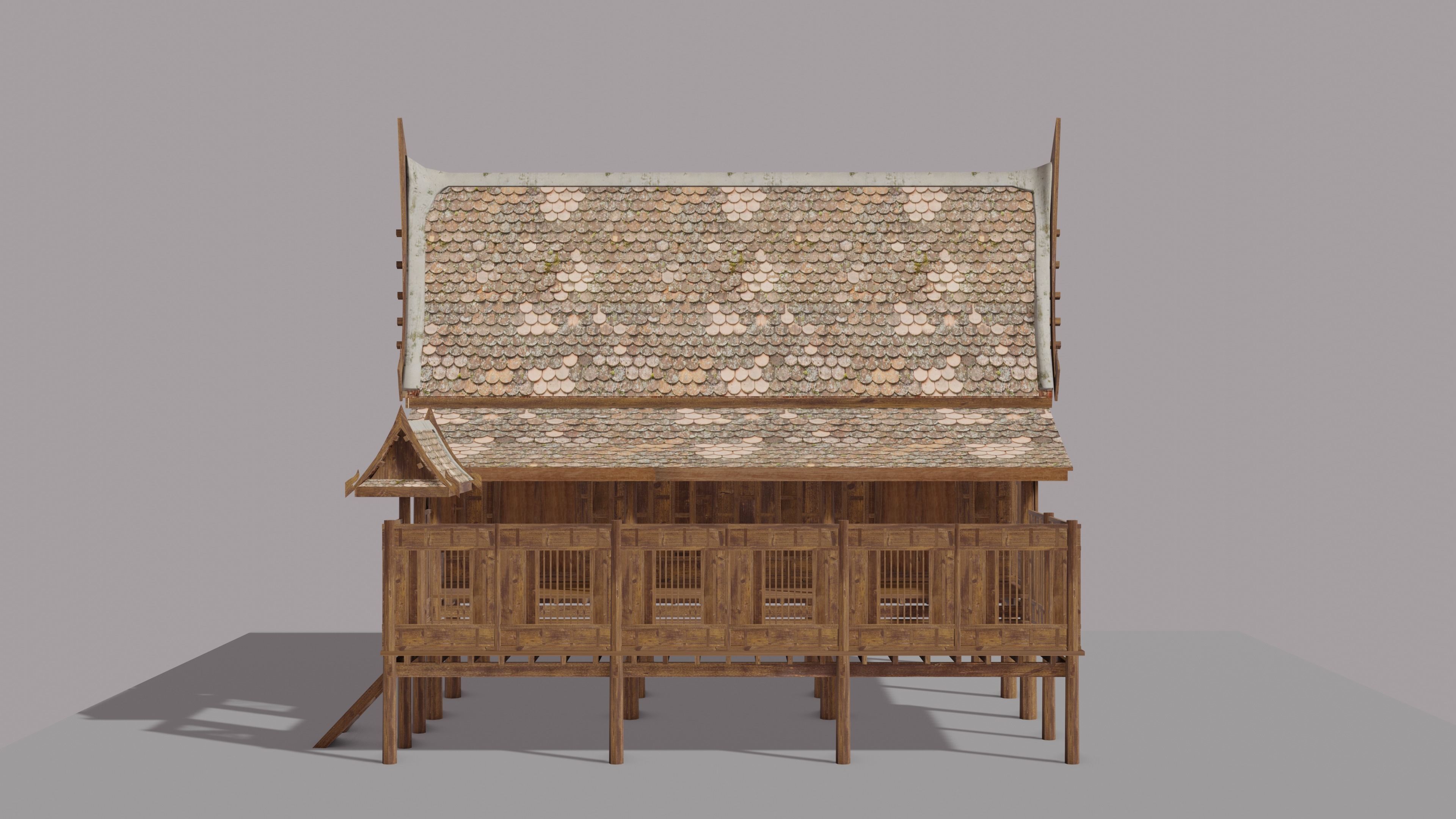 Central Thai traditional house-01 Low-poly 3D model_9