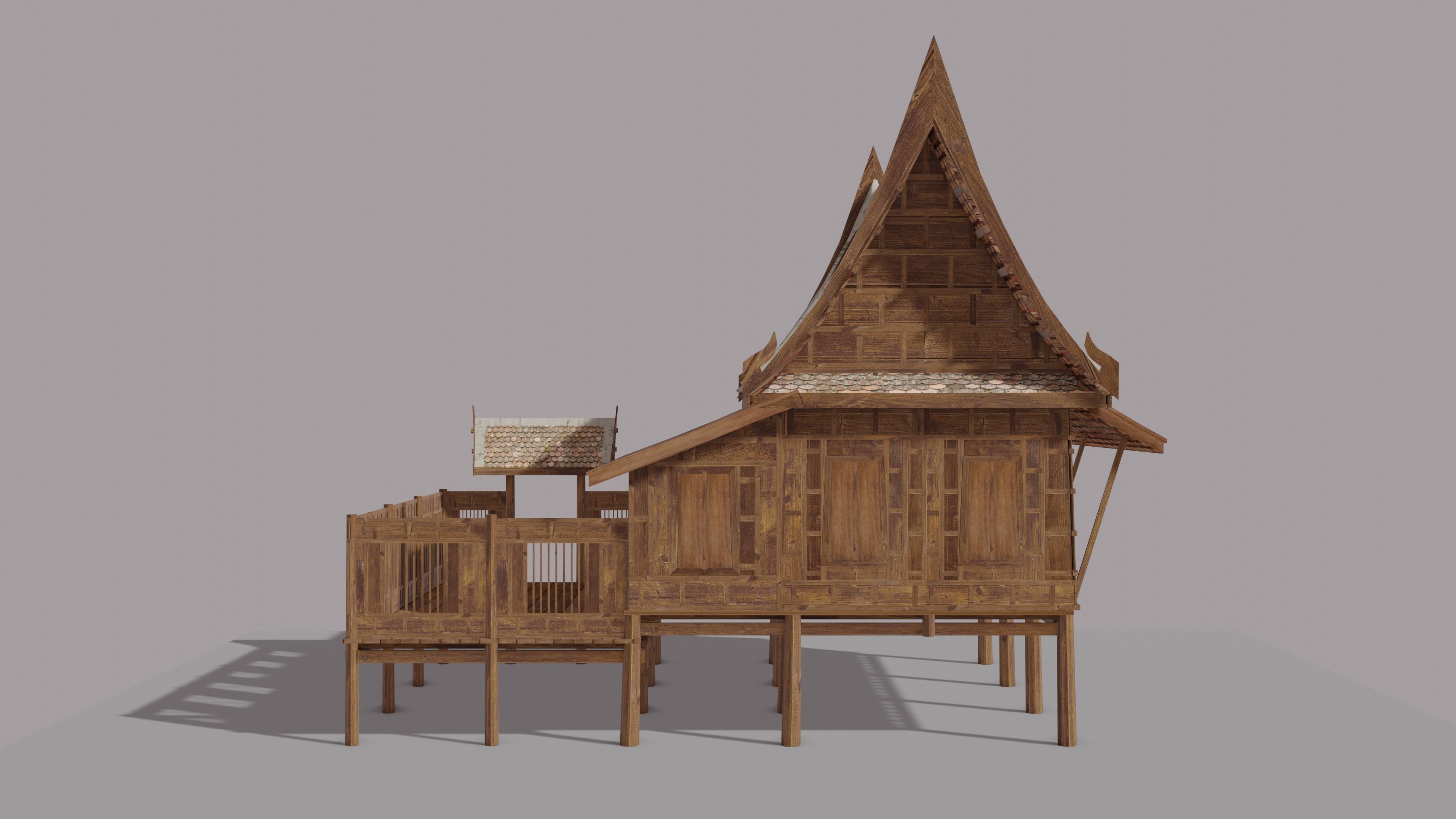 Central Thai traditional house-01 Low-poly 3D model_10