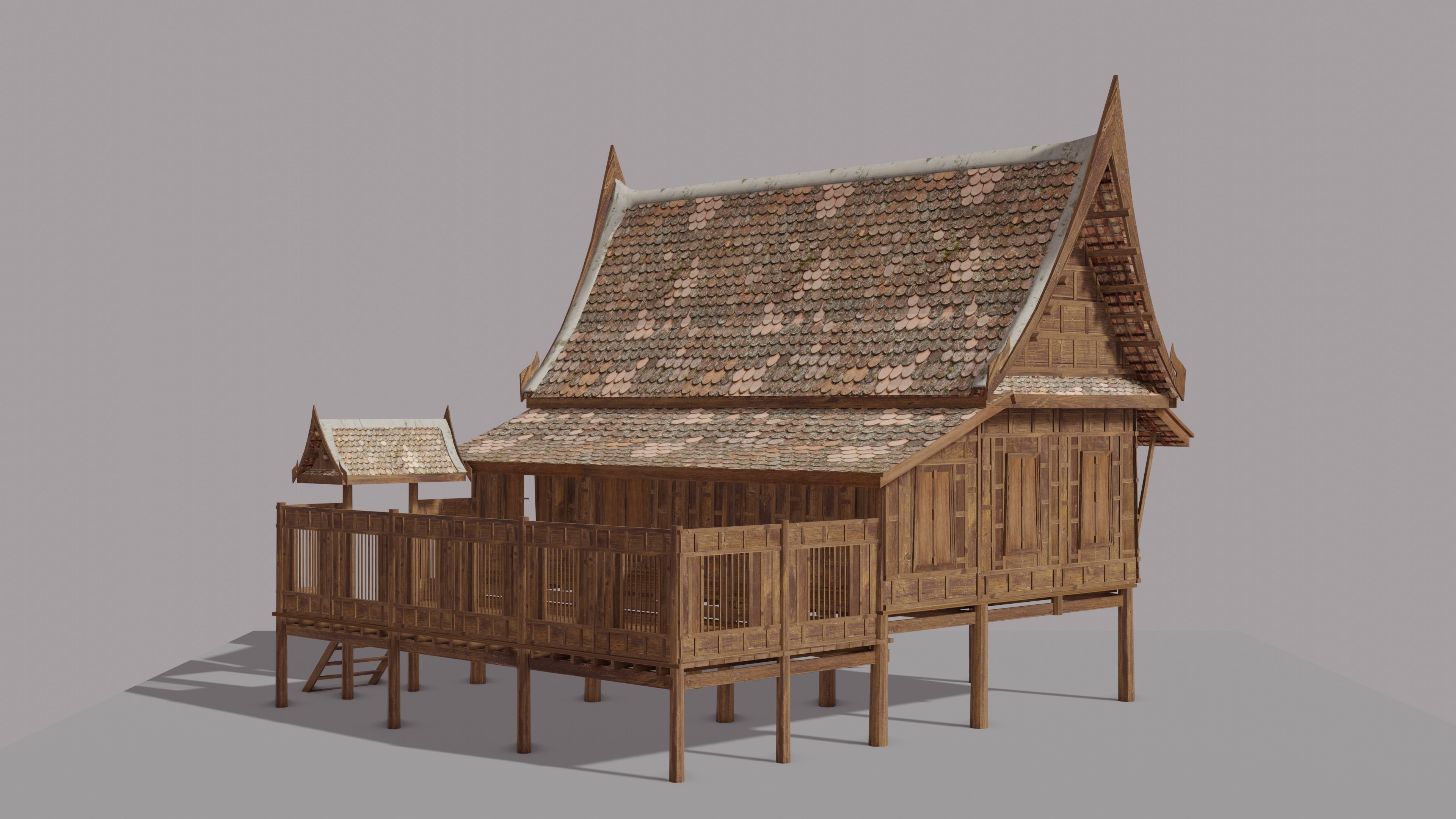 Central Thai traditional house-01 Low-poly 3D model_13