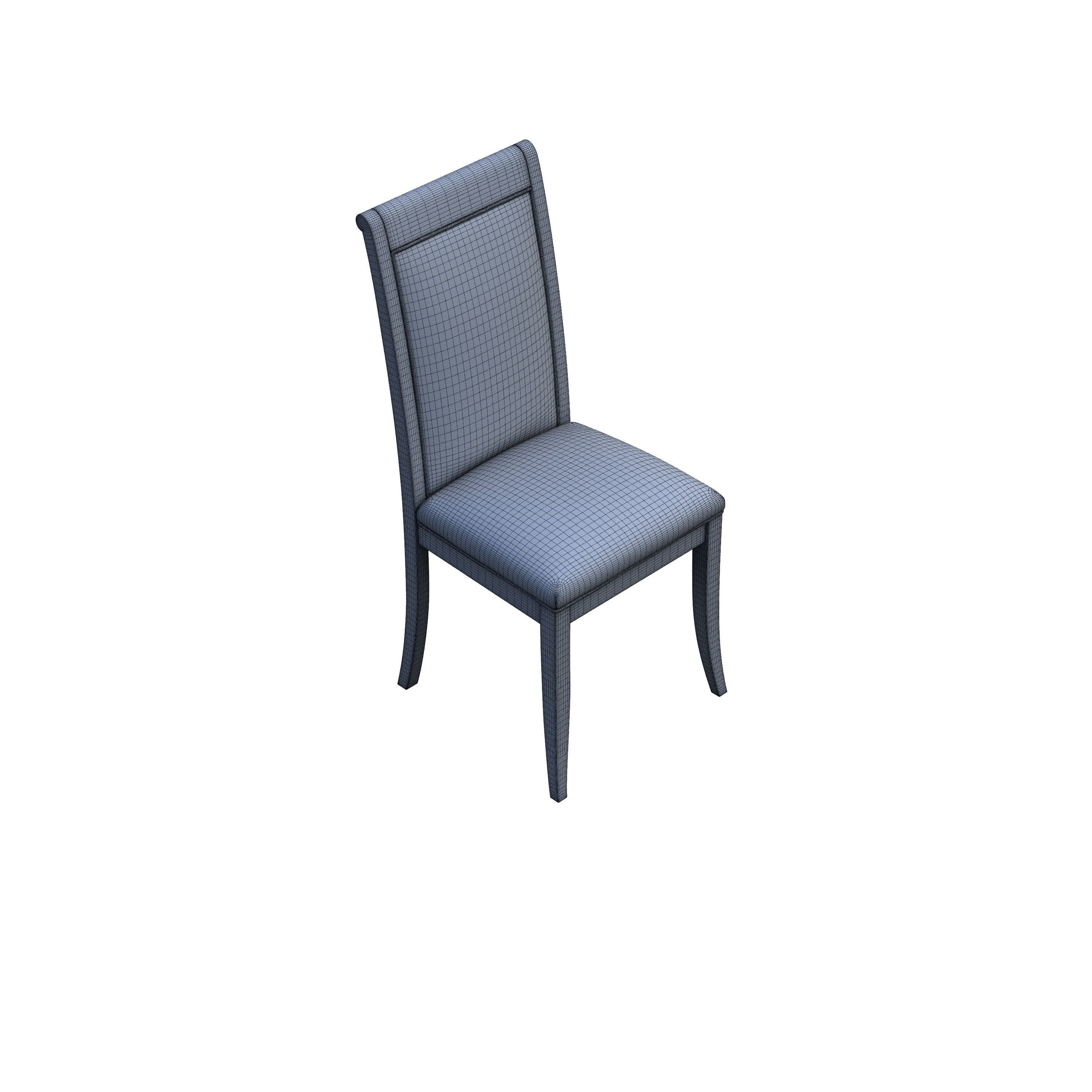 Chair dining with upholstered seat 3D model_6