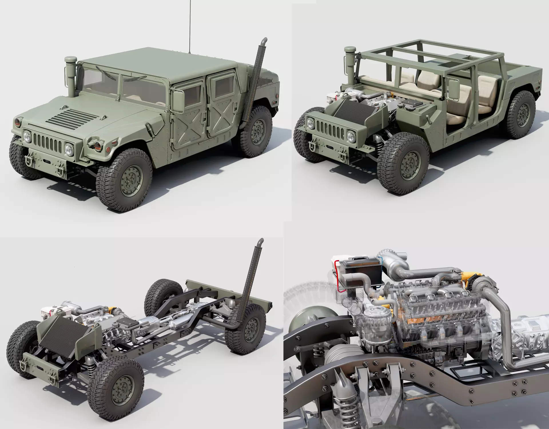 Humvee  military  vehicle  full details  3D model_0