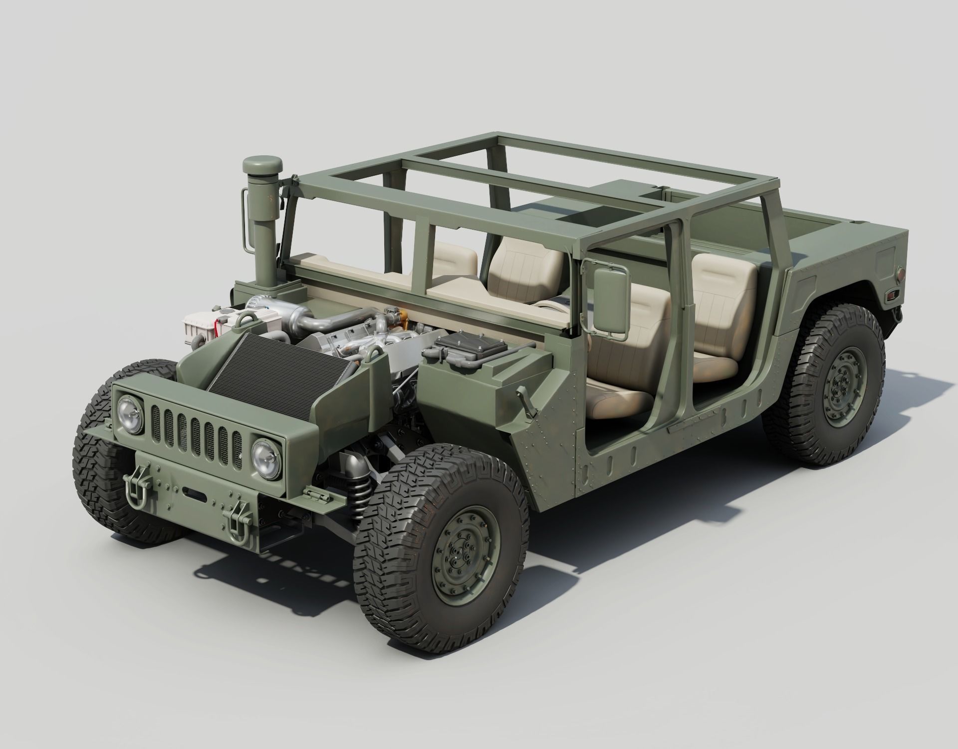 Humvee  military  vehicle  full details  3D model_3