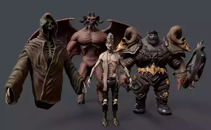 Horror Characters Pack 3D Model Collection