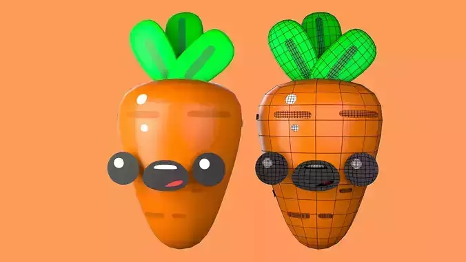 Carrot Boomerang fu Low-poly 3D model
