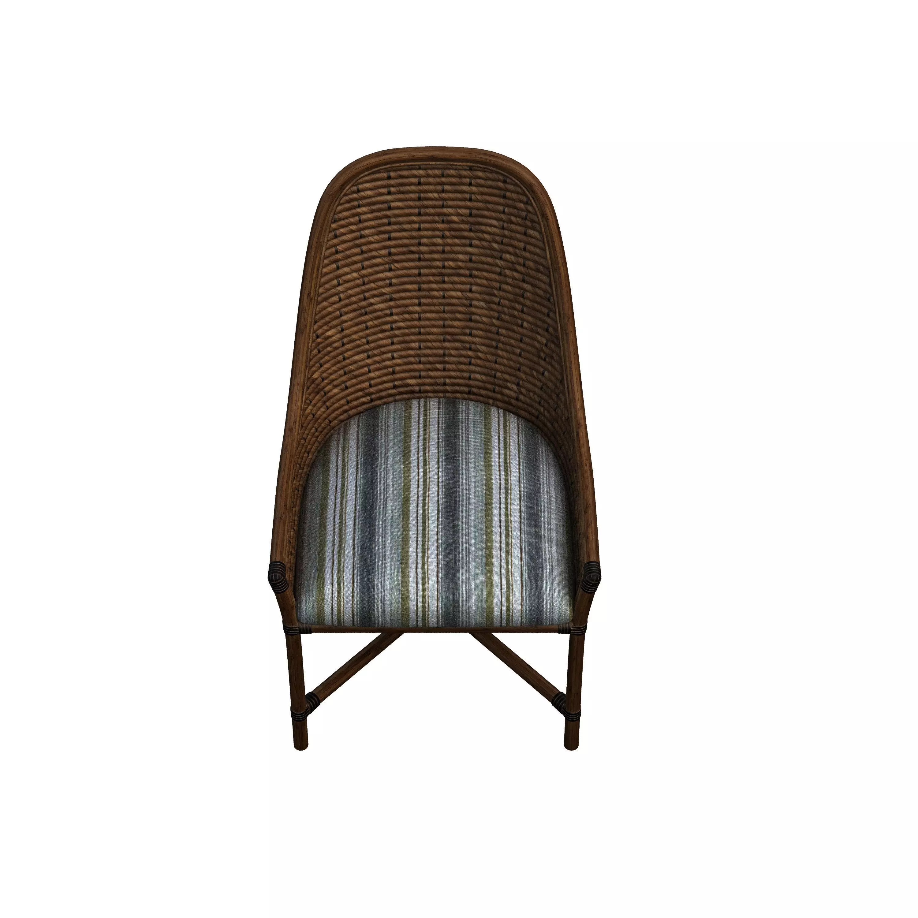 Armchair wicker chair with striped cushion 3D model_0