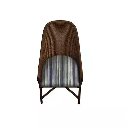 Armchair wicker chair with striped cushion